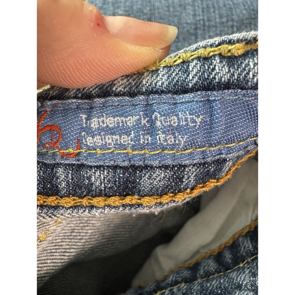 VTG Y2K Leo Roma Jean Size 9 Denim Jorts Short Low Rise Embroidered Pocket Italy - Picture 10 of 11
